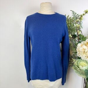Halogen 100% Cashmere Crewneck Sweater Cobalt Blue Long Sleeve Medium